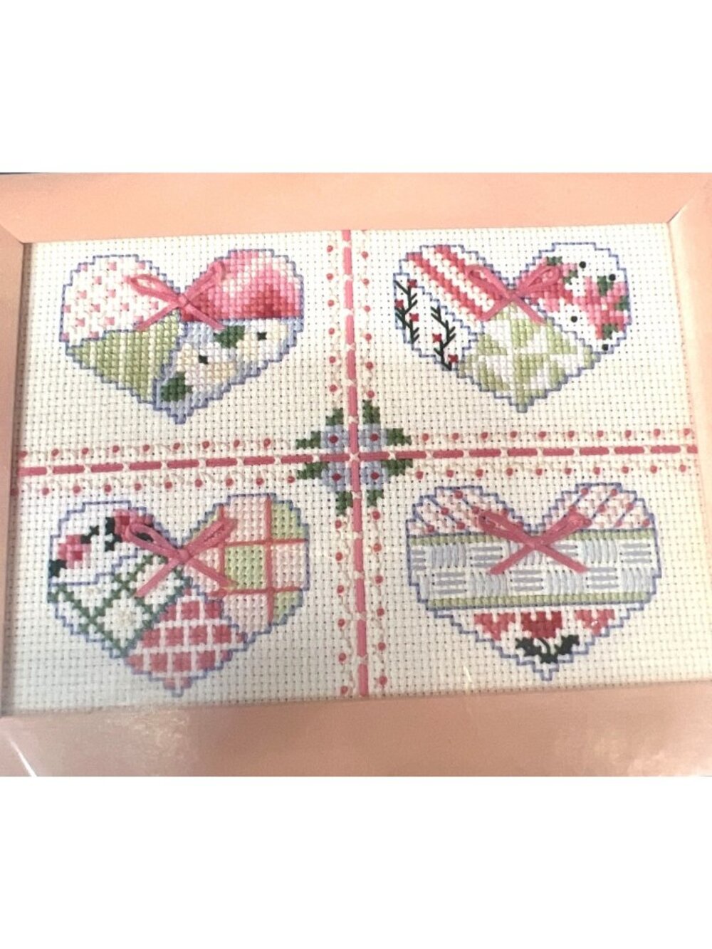 Sunset Counted Cross Stitch Kit "Delicate Patchwork Hearts" 7"x5"